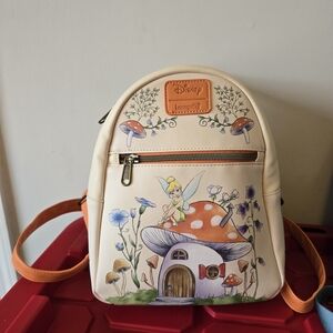 Loungefly Cream Backpack with Tinkerbell and Mushroom Design